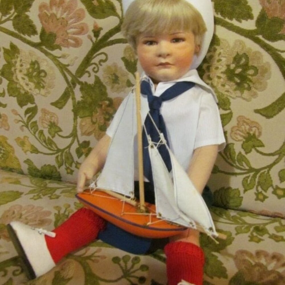 Sailor Boy Doll R John Wright Dolls Arthur Nautical Decor Sailoboat Navy